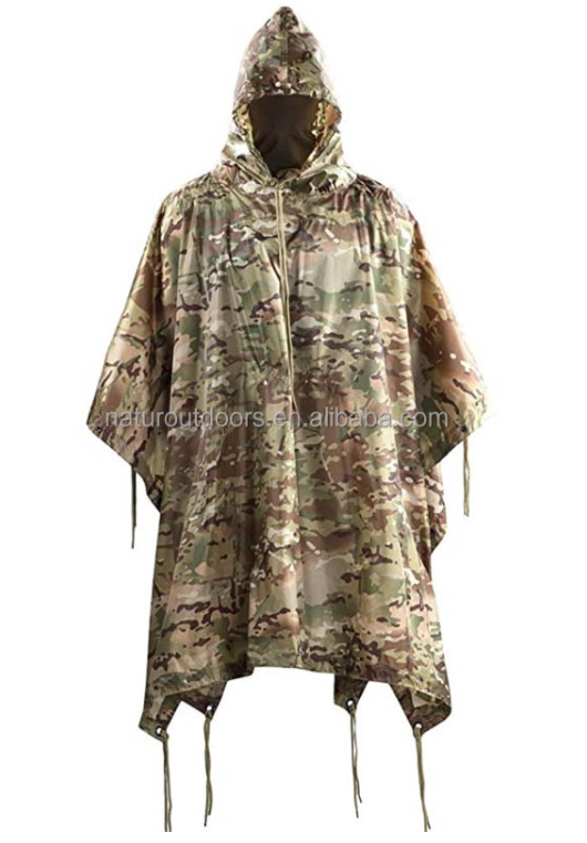 Wholesale military waterproof breathable army Rain coat Customized rain poncho 