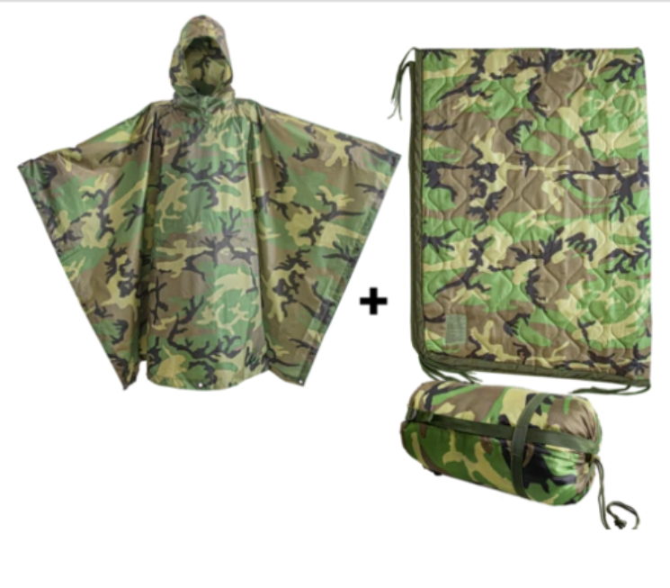 Camouflage Outdoor Rain Coat Poncho Military 