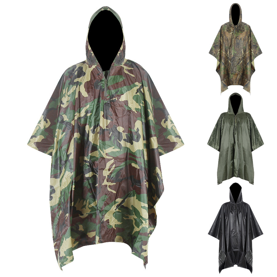camouflage outdoor rain coat poncho military polyester rip stop fabric army rain coat for soldiers 