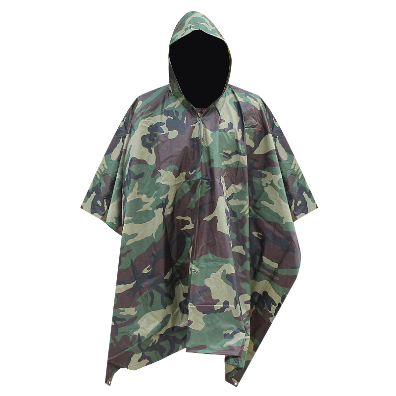 camouflage outdoor rain coat poncho military polyester rip stop fabric ...