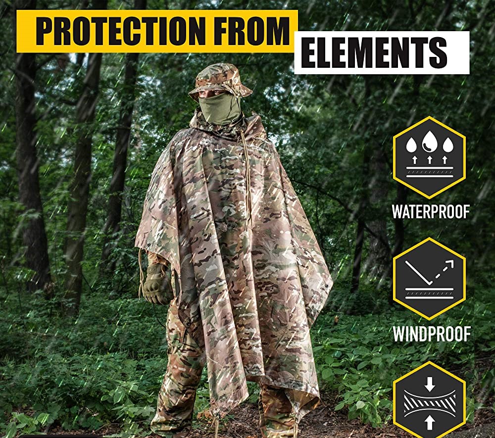 Wholesale military waterproof breathable army Rain coat Customized rain poncho 