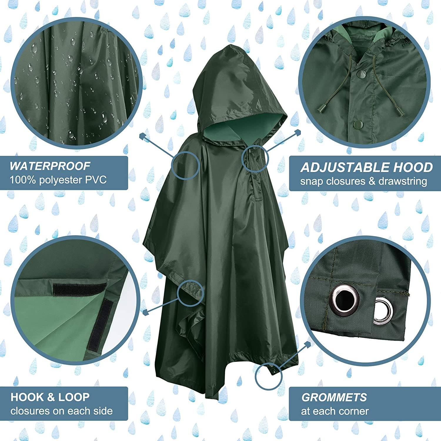 Wholesale multi functional Army Rain coat Customized men waterproof Military Rain coat with hood