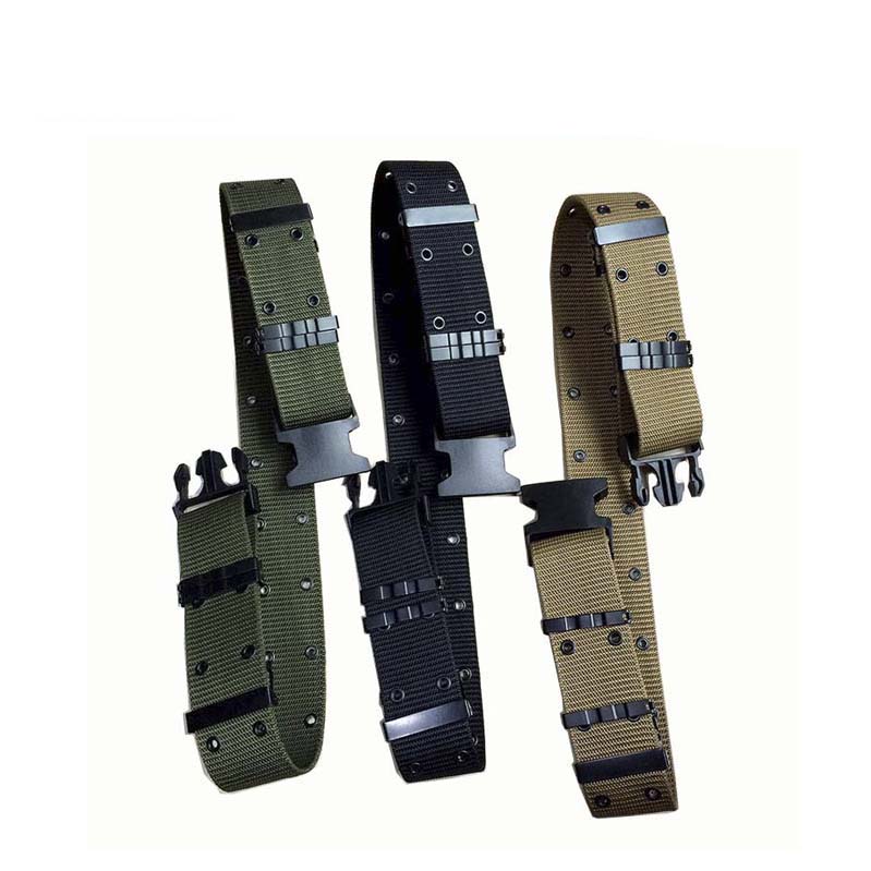Outdoor camping webbing belt for combat use tactical belt with eyelets 