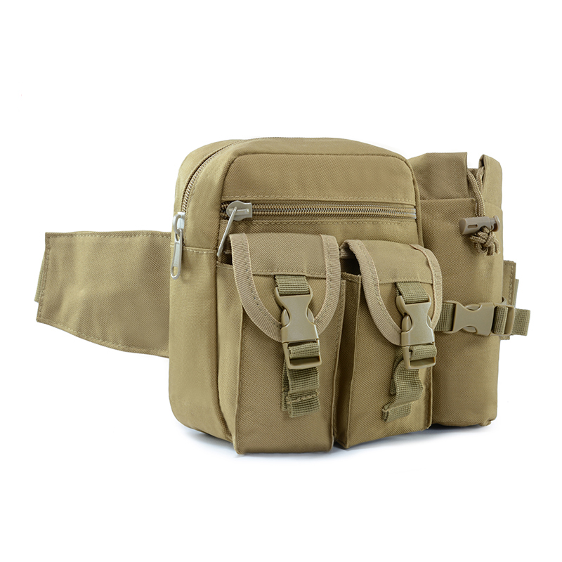 ​Multi-functional military waist bag with water bottle holder in buckle closure