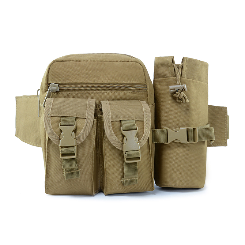 ​Multi-functional military waist bag with water bottle holder in buckle closure