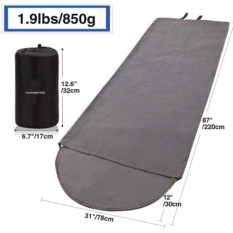 Portable mummy sleeping bag liner fleece liner with hood