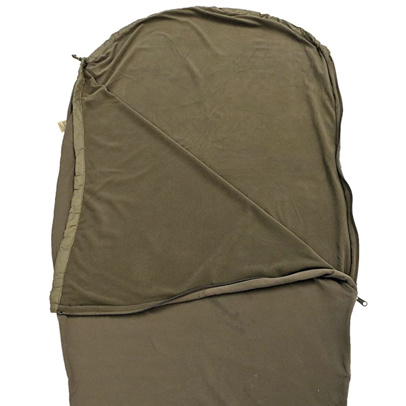 Army green fleece sleeping bag camping blanket with zipper for armee schlafsack