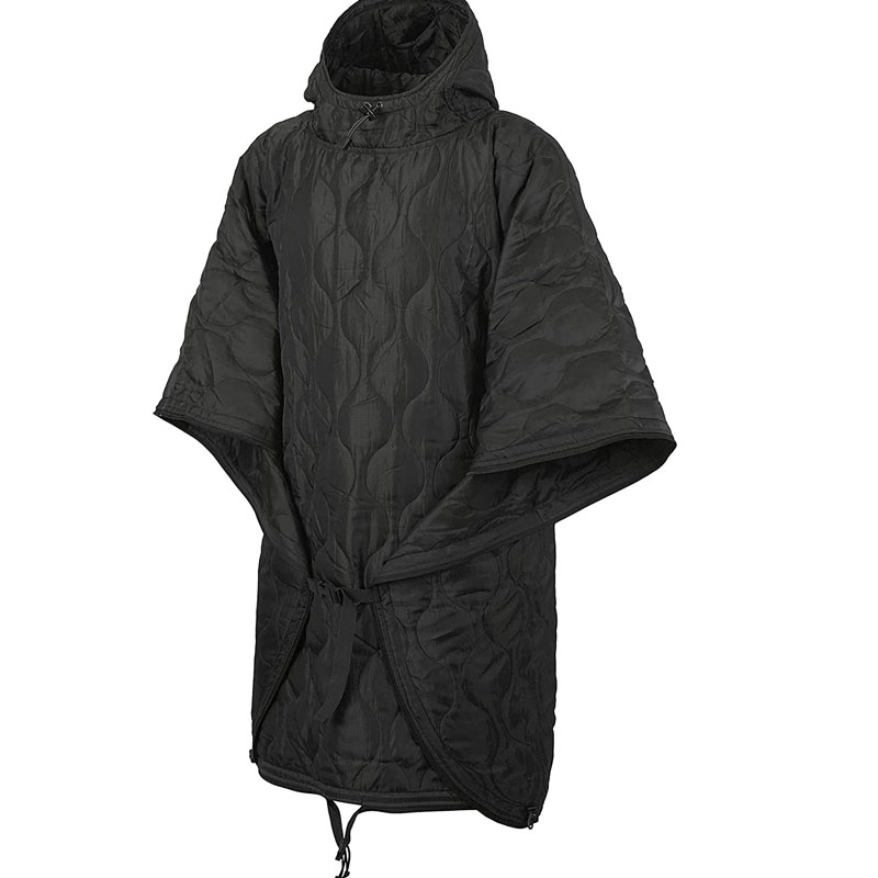 Military black poncho warm multi-functional jungle blanket woobie gear with hoody 
