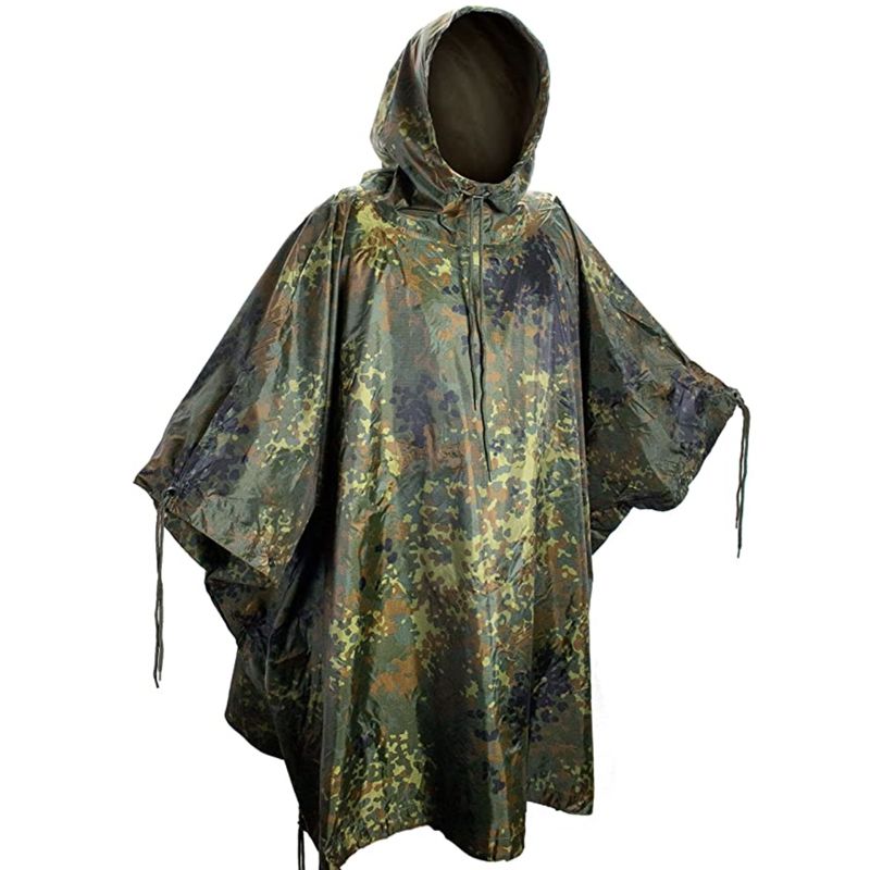German camouflage rain coat waterproof long rain poncho