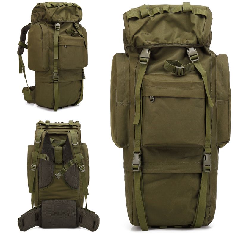 NaturGuard 65L big capacity hiking backpack waterproof with aluminum frame and rain cover