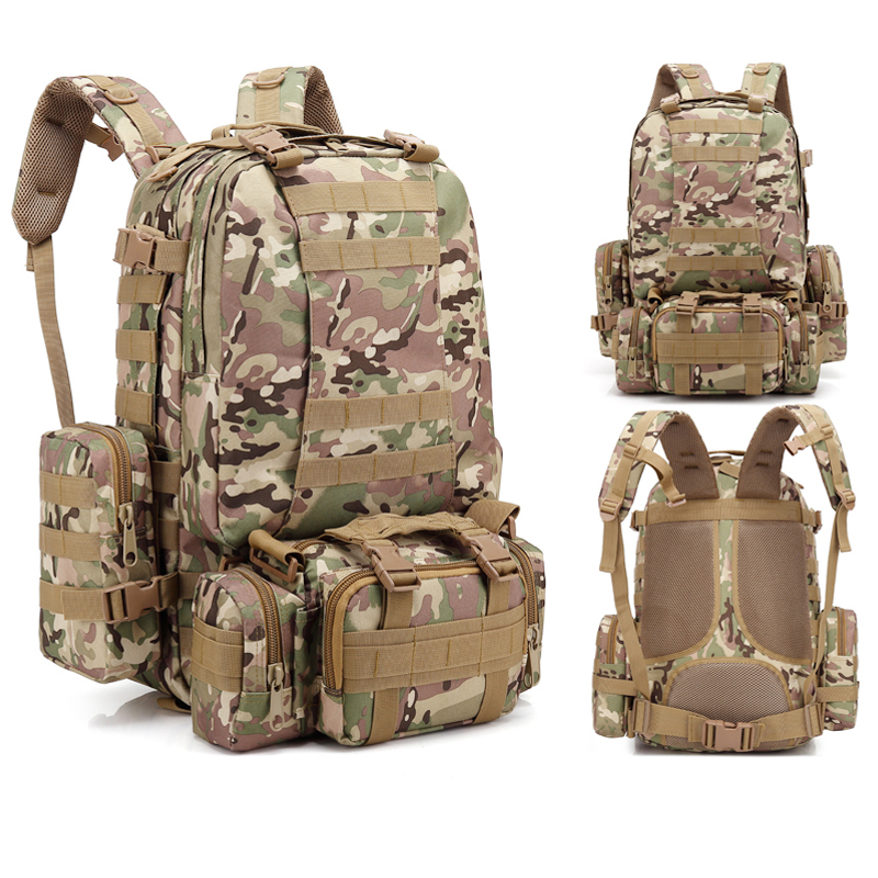 NaturGuard multi-functional big capacity military backpack attached small messenger bags for hiking 